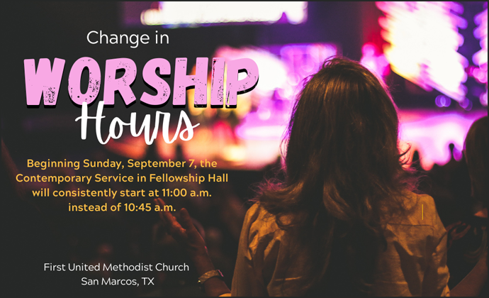 Social Media post created in Canva hours changing at church.