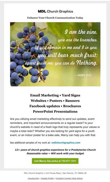 Social media post using Constant Contact.