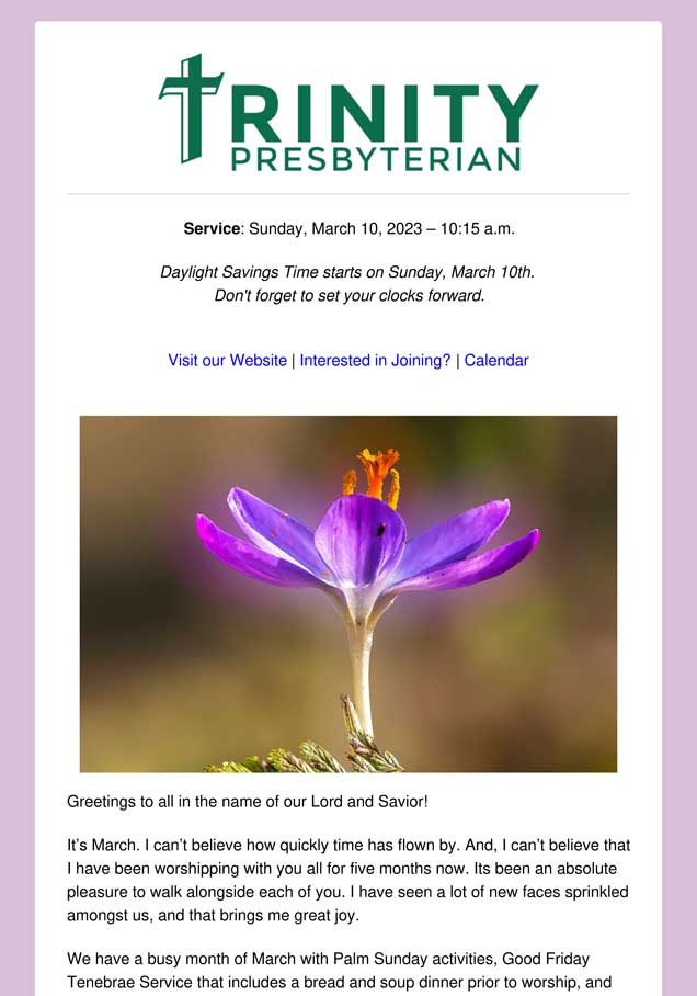 Trinity Newsletter – March 2024